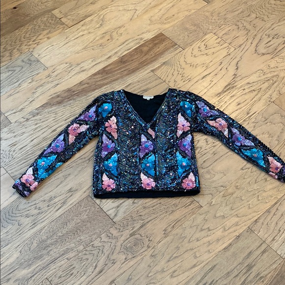 Sistermax Tops - Vintage SisterMax Floral Sequin Top